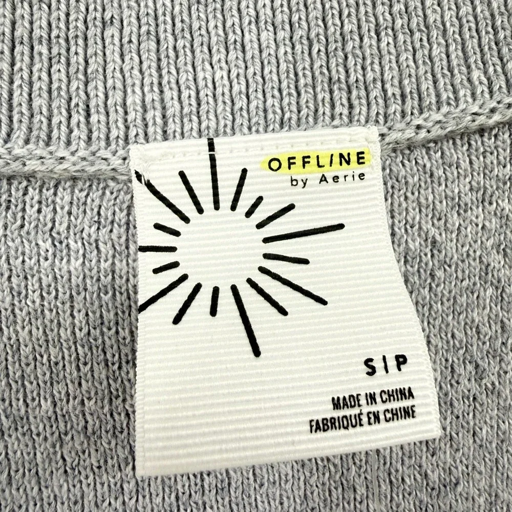 OFFLINE by Aerie Grey Tennis Sweater Vest Cardigan‎ Button Front Women's Small
